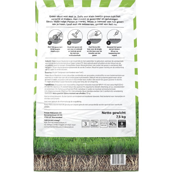 Pokon Gazon hersteller | Pokon | 150 m² (Graszaad, Meststof, Bodemverbeteraar, 7.5 kg) 7202110018 K170115632 - 3