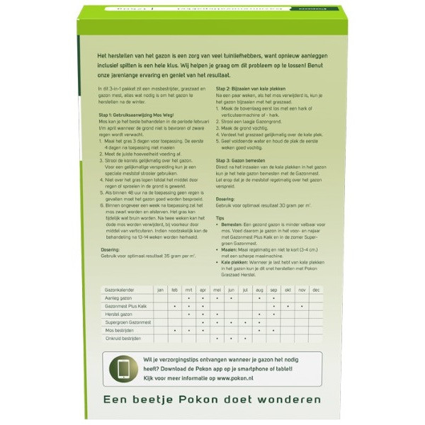Pokon Gazon hersteller | Pokon | 25 m² (Mosbestrijder, Graszaad, Gazonmest, 1.75 kg) 7831423100 K170116017 - 3