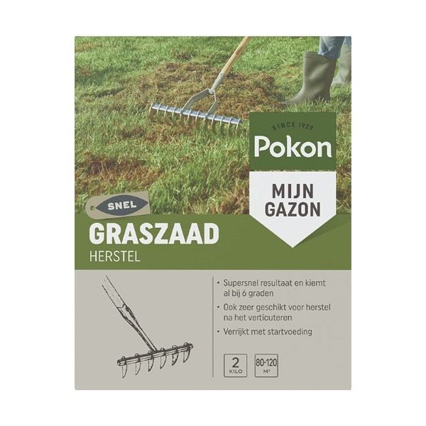 Pokon Graszaad herstel | Pokon | 80 - 120 m² (Snel kiemend, 2 kg) 7684561100 K170116103 - 2