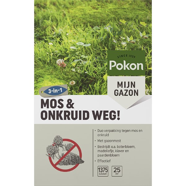 Pokon Onkruid en mos verwijderaar gazon | Pokon | 25 m² (Korrels, 1375 gram) 724092 K170115875 - 2