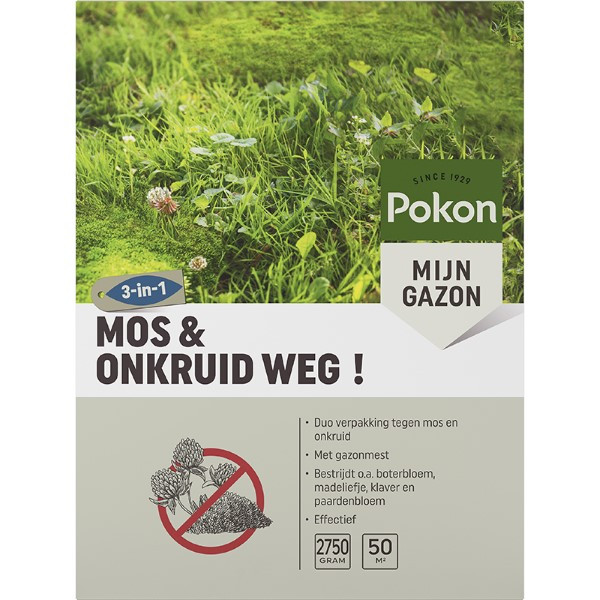 Pokon Onkruid en mos verwijderaar gazon | Pokon | 50 m² (Korrels, 2750 gram) 724093 K170115876 - 2