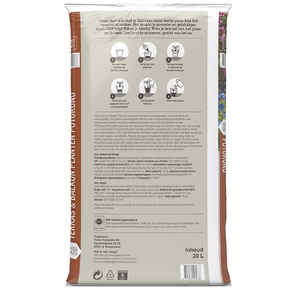 Pokon Terras- en balkonplanten potgrond | Pokon | 20 liter (Met voeding) 7927602101 K170115687 - 3