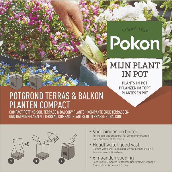Pokon Terras- en balkonplanten potgrond compact | Pokon | 20 liter (Kokosvezel, Turfvrij) 7202110206 K170115634 - 2