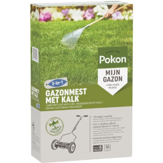 Pokon gazonmest met kalk 3-in-1 | 2 kg (30 m²) 7686799400 C170116015 - 1