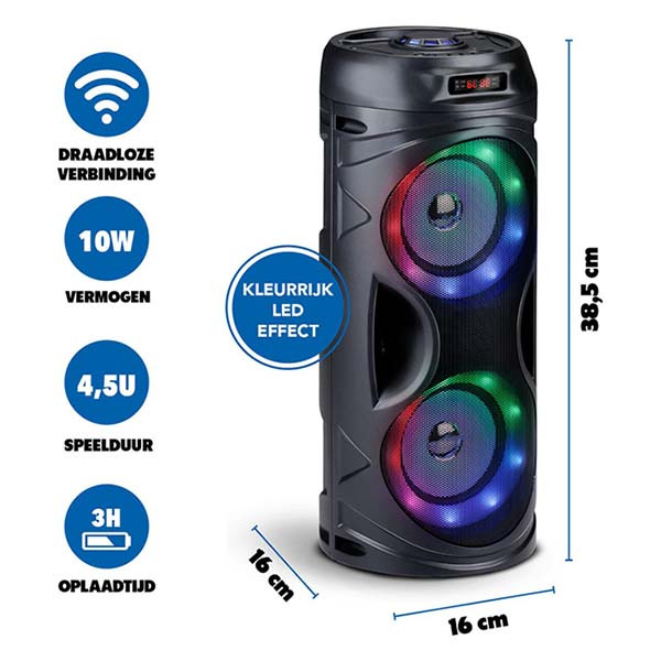 ProCable Bluetooth speaker | 16 x 16 x 38.5 cm (10W, RGB, Spatwaterdicht) 871125225650 K105005276 - 4