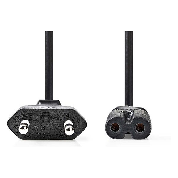 Eurostekker Naar Dual C7 Netsnoer 1m - 90 Graden - Voor PS4, PS5, TV, Laptop & Monitor