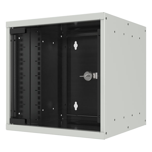 ProCable Patchkast 10 inch | 4U | 	312 x 300 x 215 mm (Max. 30 kg, Staal, Veiligheidsglas, Inbouwdiepte 230 mm, Voorgemonteerd, Grijs) WGB-1004GR.30 K090601659 - 1