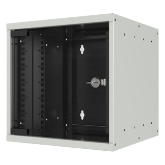 ProCable Patchkast 10 inch | 4U | 	312 x 300 x 215 mm (Max. 30 kg, Staal, Veiligheidsglas, Inbouwdiepte 230 mm, Voorgemonteerd, Grijs) WGB-1004GR.30 K090601659 - 1