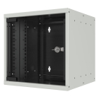 Patchkast 10 inch | 4U | 	312 x 300 x 215 mm (Max. 30 kg, Staal, Veiligheidsglas, Inbouwdiepte 230 mm, Voorgemonteerd, Grijs)