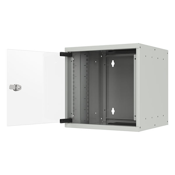 ProCable Patchkast 10 inch | 6U | 312 x 300 x 304 mm (Max. 30 kg, Staal, Veiligheidsglas, Inbouwdiepte 230 mm, Voorgemonteerd, Grijs) WGB-1006GR.30 K090601662 - 2