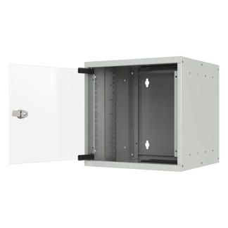 ProCable Patchkast 10 inch | 6U | 312 x 300 x 304 mm (Max. 30 kg, Staal, Veiligheidsglas, Inbouwdiepte 230 mm, Voorgemonteerd, Grijs) WGB-1006GR.30 K090601662 - 2
