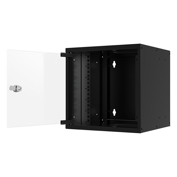 ProCable Patchkast 10 inch | 6U | 312 x 300 x 304 mm (Max. 30 kg, Staal, Veiligheidsglas, Inbouwdiepte 230 mm, Voorgemonteerd, Zwart) WGB-1006TS.30 K090601663 - 2