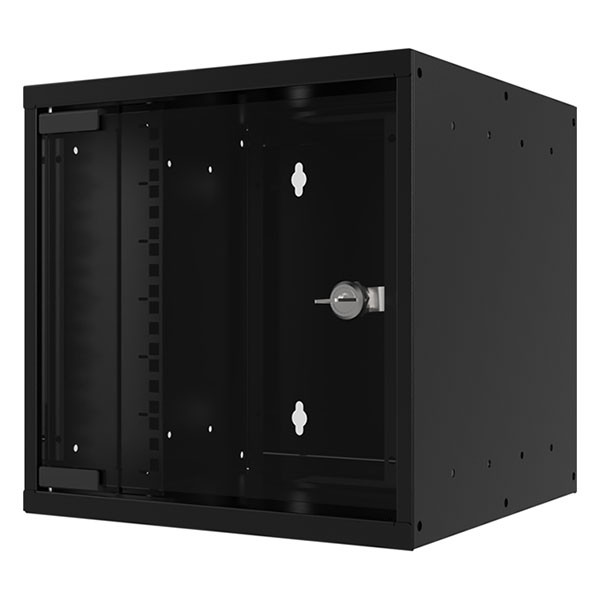 ProCable Patchkast 10 inch | 9U | 312 x 300 x 437 mm (Max. 30 kg, Staal, Veiligheidsglas, Inbouwdiepte 230 mm, Voorgemonteerd, Zwart) WGB-1009TS.30 K090601666 - 1