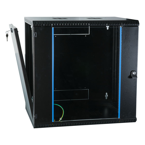 ProCable Patchkast 19 inch | 12U | 600 x 450 x 600 mm (Max. 50 kg, Staal, Veiligheidsglas, Inbouwdiepte 450 mm, Voorgemonteerd, Zwart) 691712VTS.45 K090601625 - 3