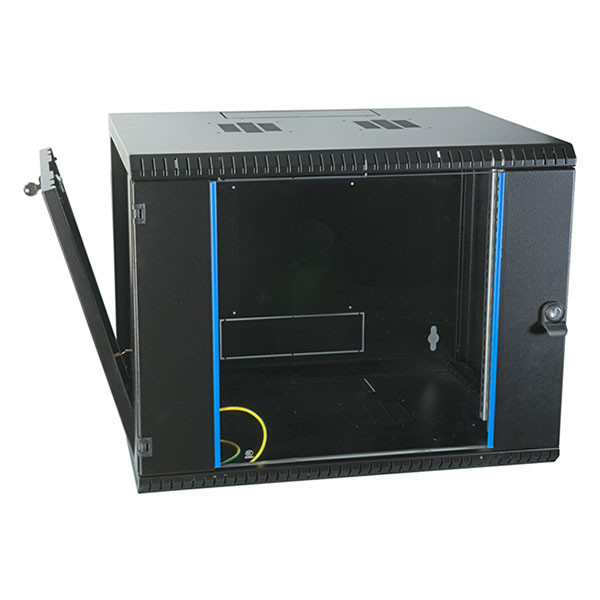 ProCable Patchkast 19 inch | 9U | 600 x 600 x 465 mm (Max. 50 kg, Staal, Veiligheidsglas, Inbouwdiepte 600 mm, Voorgemonteerd, Zwart) 691709VTS.60 K090601628 - 3