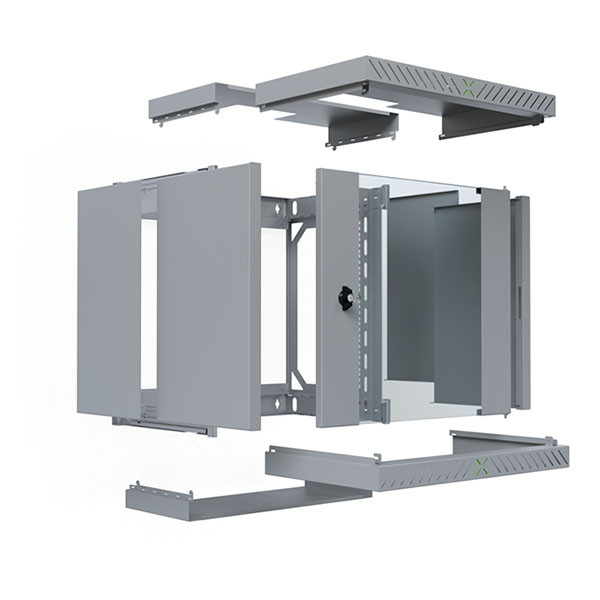 ProCable Patchkast 19 inch | ProCable | 12U | 600 x 600 x 600 mm (Max. 60 kg, Staal, Veiligheidsglas, Inbouwdiepte 600 mm, Voorgemonteerd, Grijs) WGX-1206GR.G1 K000000063 - 3