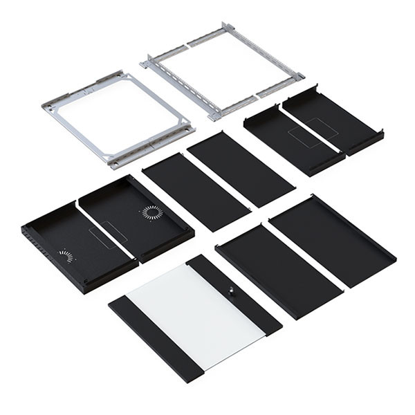 ProCable Patchkast 19 inch | ProCable | 15U | 600 x 600 x 766 mm (Max. 60 kg, Staal, Veiligheidsglas, Inbouwdiepte 600 mm, Voorgemonteerd, Zwart) WGX-1506TS.G1 K000000066 - 5
