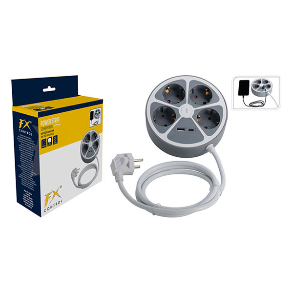 ProCable Stekkerdoos 4-voudig | ProCable | 1.5 meter (USB A poort, USB C poort, Grijs) KT1000250 K170105995 - 3