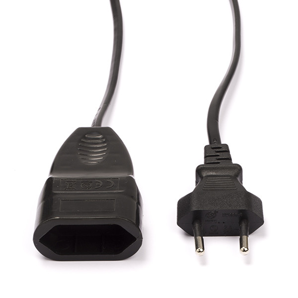 EURO VERLENGKABEL - Euro Verlengkabel, H03VVH2-F 2x0.75mm², Geaard: Nee, Voltage: 230V, Ampere: 2.5A, Lengte: 5 Meter, Kleur: Wit