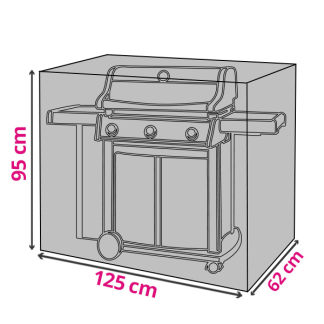 Pro Garden BBQ hoes | Rechthoekig | 125 x 62 x 95 cm (Polyester, PU coating, Zwart) FC4630250 K170103045 - 1