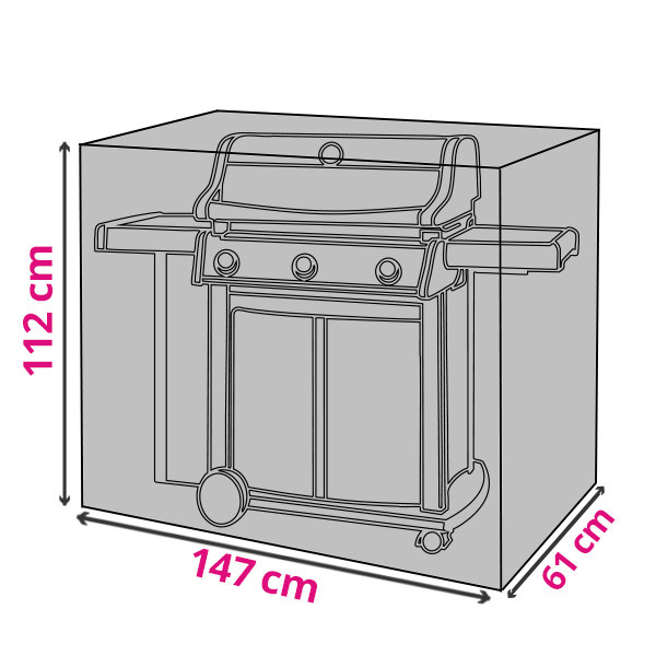 Pro Garden BBQ hoes | Rechthoekig | 147 x 61 x 112 cm (Zwart, Polyester) FC4640100 K170103179 - 1