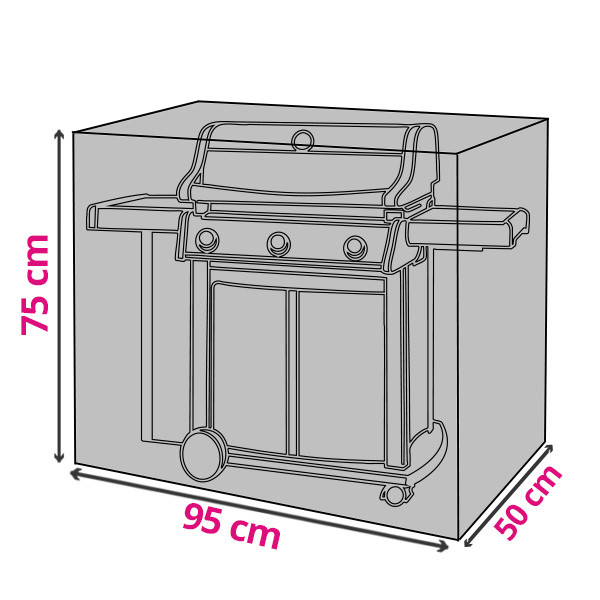 Pro Garden BBQ hoes | Rechthoekig | 95 x 50 x 75 cm (Polyester, PU coating, Zwart) FC4630240 K170103044 - 1