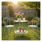 Pro Garden Bijzettafel tuin | Pro Garden | Rond (Ø 50 x 66 cm, 2 lagen, Lichtgrijs) X99000830 K170104974 - 2