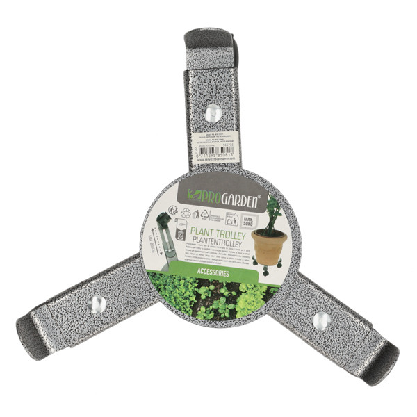 Pro Garden Plantentrolley | Pro Garden | Ø 24 - 35 cm (Metaal, Verstelbaar, Binnen/buiten, Max. 50 kg, 3 wielen, Grijs) C22230230 K170105373 - 2