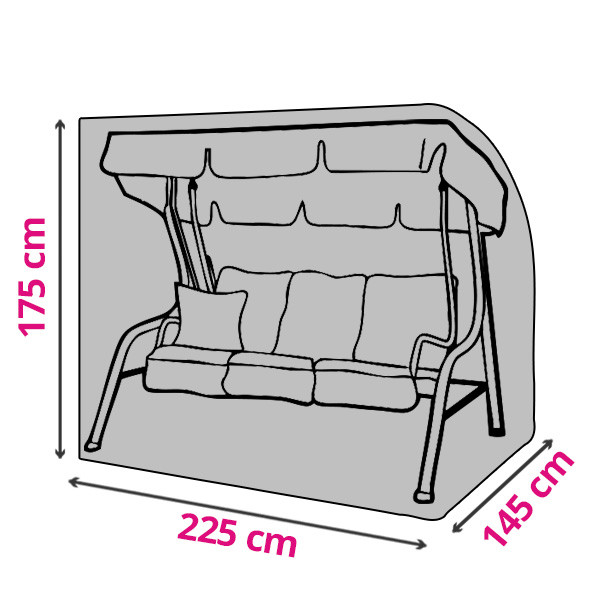 Pro Garden Schommelbankhoes | 225 x 145 x 175 cm (PU coating, Zwart) FC4630070 K170102251 - 1