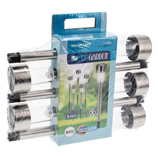 Pro Garden Solar prikspot | ProGarden | 18 cm | 5 stuks (RVS, Koel wit) DX9301010 K170106013