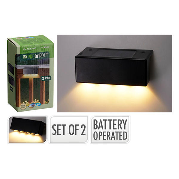 Pro Garden Solar wandlamp | ProGarden | 2 stuks | 12 x 45 x 6 centimeter (Kunststof, Zwart) DX9954090 K170106016 - 5