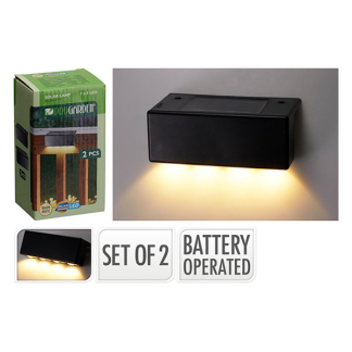 Pro Garden Solar wandlamp | ProGarden | 2 stuks | 12 x 45 x 6 centimeter (Kunststof, Zwart) DX9954090 K170106016 - 5