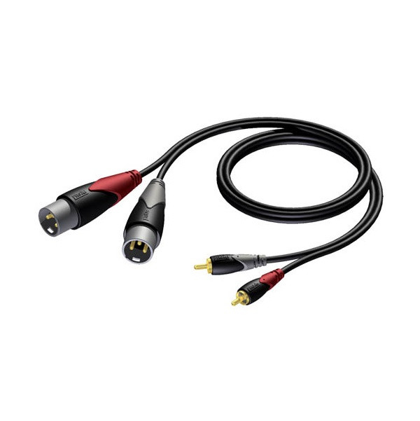 Procab 2 x XLR naar Tulp kabel | M ↔ M | Procab | CLA701 | 1.5 meter (Gebalanceerd, Stereo, 100% koper) PB80023 K010412060 - 1
