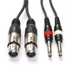 2x XLR (v) naar 2x jack 6.35 mm kabel - Procab - 1.5 meter (Mono, Ongebalanceerd)