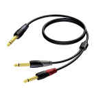 Procab 6.25 mm naar 2x 6.35 mm jack kabel - Procab - 1.5 meter (Stereo/Mono, Verguld, 100% koper) PB80068 K010412040 Procab 6.25 mm naar 2x 6.35 mm jack kabel - Procab - 1.5 meter (Stereo/Mono, Verguld, 100% koper) PB80068 K010412040