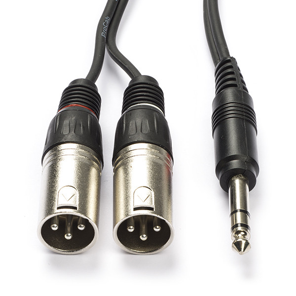 Procab CAB733 JACK 6.35 mm stereo 2x XLR 3pin mannelijk kabel 1,5