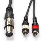 XLR naar Tulp kabel (v/m) | Procab | 3 meter (Ongebalanceerd, Mono)