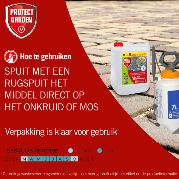 Protect Garden Onkruidverdelger en mos verwijderaar | Protect Garden | Total Net Natural | 50 m² (Gebruiksklaar, 5 liter)  K170116286 - 7