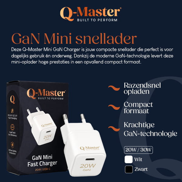 Q-Master GaN Mini snellader | Q-Master | 20W (USB C, Wit) PWR011WHT20W K000000049 - 4