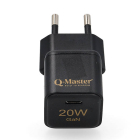 Q-Master GaN Mini snellader | Q-Master | 20W (USB C, Zwart) PWR011BLK20W K000000048 - 1