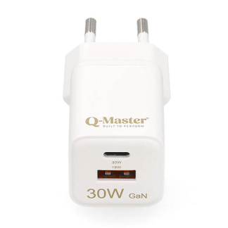 Q-Master GaN Mini snellader | Q-Master | 30W (USB A + USB C, Wit) PWR021WHT30W K000000053