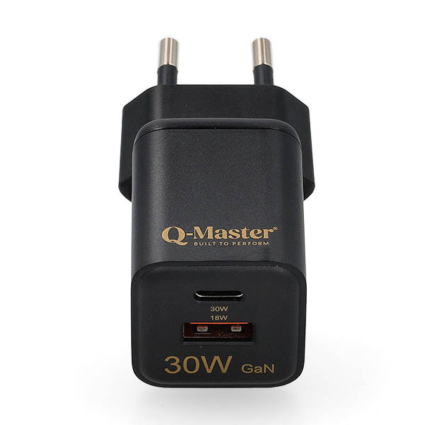 Q-Master GaN Mini snellader | Q-Master | 30W (USB A + USB C, Zwart) PWR021BLK30W K000000052 - 1