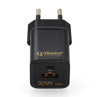 Q-Master GaN Mini snellader | Q-Master | 30W (USB A + USB C, Zwart) PWR021BLK30W K000000052 - 1