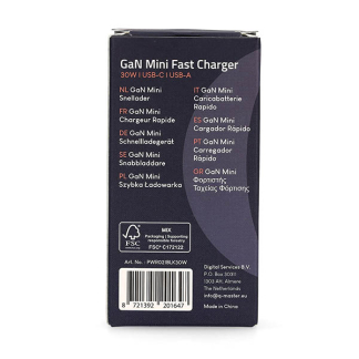 Q-Master GaN Mini snellader | Q-Master | 30W (USB A + USB C, Zwart) PWR021BLK30W K000000052 - 7