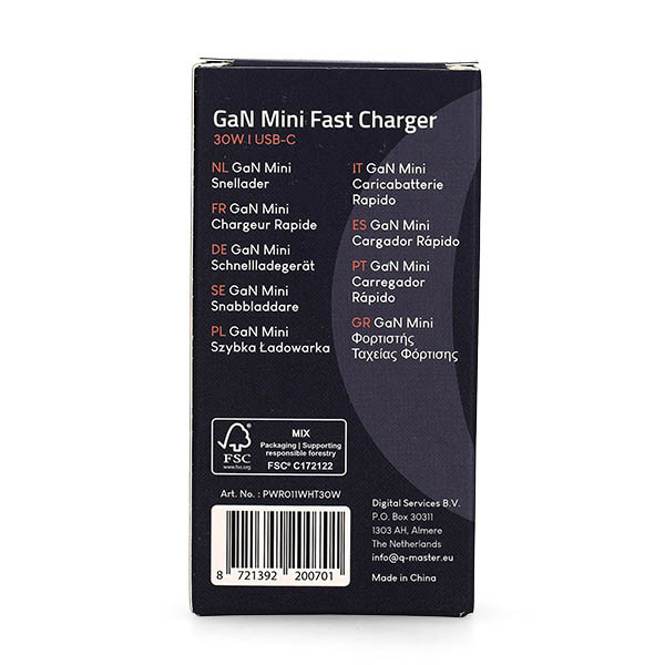 Q-Master GaN Mini snellader | Q-Master | 30W (USB C, Wit) PWR011WHT30W K000000051 - 7