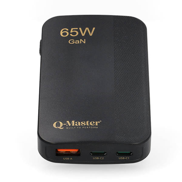 Q-Master GaN Mini snellader | Q-Master | 65W (USB A + 2 x USB C, Zwart) PWR012BLK65W K000000054 - 1