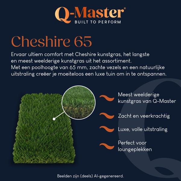 Q-Master Kunstgras Cheshire 65 | Q-Master | 2 x 1 meter (Poolhoogte 65 mm, 11.025 steken per m²)  K170117190 - 7