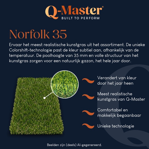 Q-Master Kunstgras Norfolk 35 | Q-Master | 2 x 17.5 meter (Kleurverandering, Poolhoogte 35 mm, 14.700 steken per m²)  K170117141 - 7