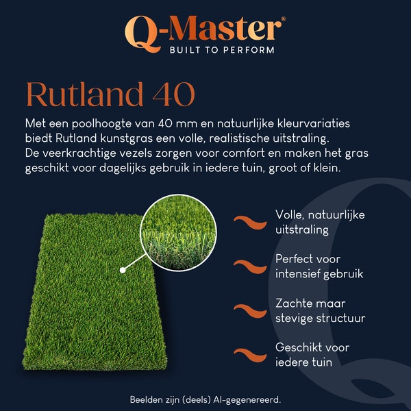 Q-Master Kunstgras Rutland 40 | Q-Master | 2 x 1 meter (Poolhoogte 40 mm, 11.550 steken per m²)  K170117040 - 8