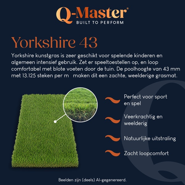 Q-Master Kunstgras Yorkshire 43 | Q-Master | 2 x 1 meter (Poolhoogte 43 mm, 13.125 steken per m²)  K170117160 - 7